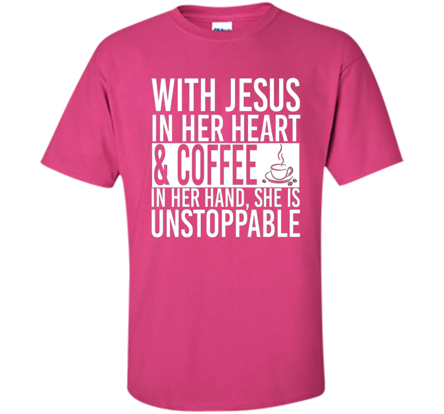 With Jesus In Her Heart And Coffee In Her Hand Tee Shirt