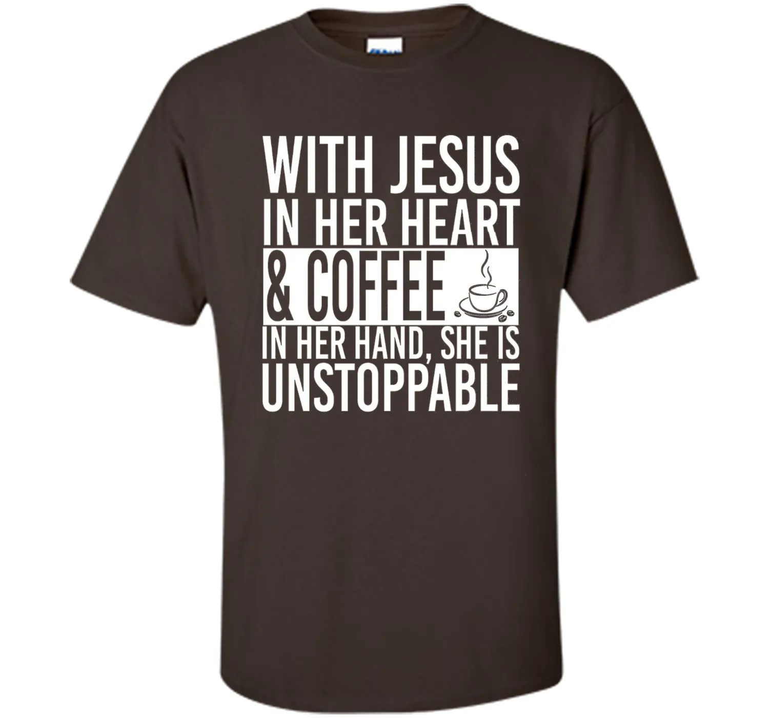 With Jesus In Her Heart And Coffee In Her Hand Tee Shirt