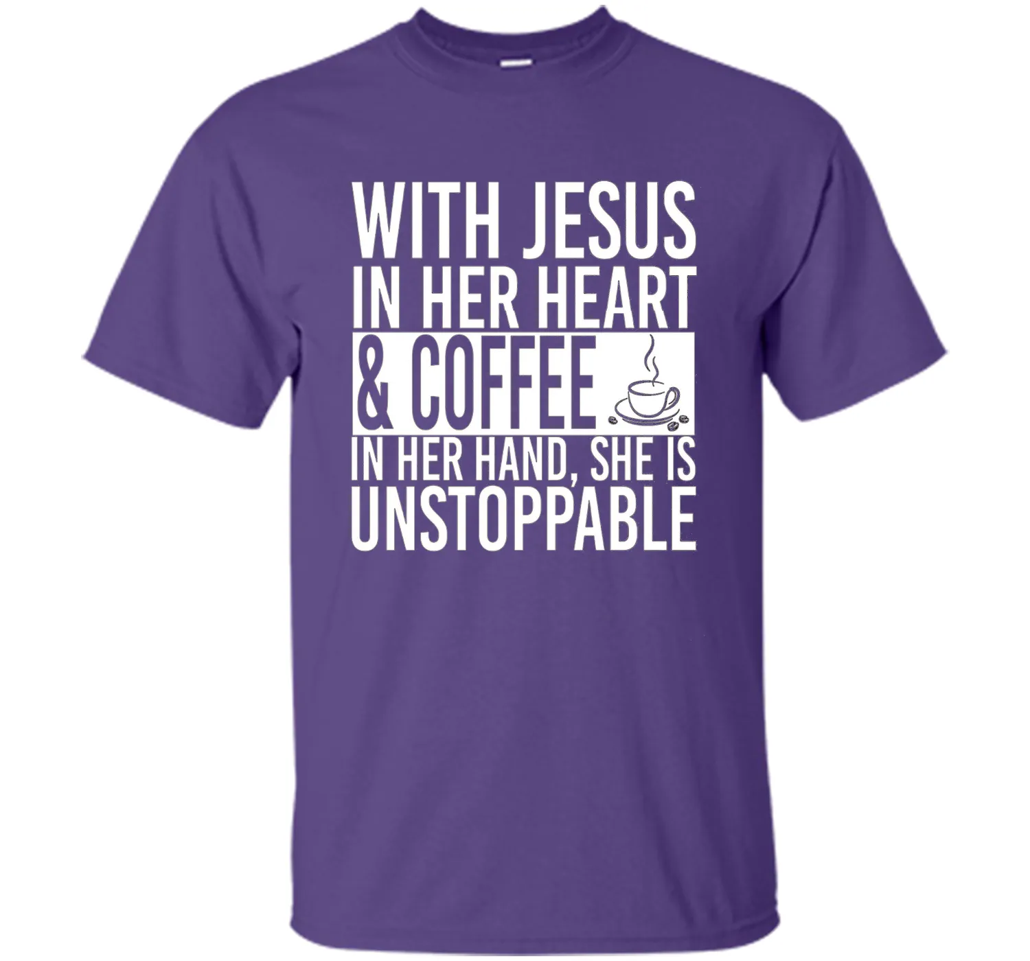 With Jesus In Her Heart And Coffee In Her Hand Tee Shirt