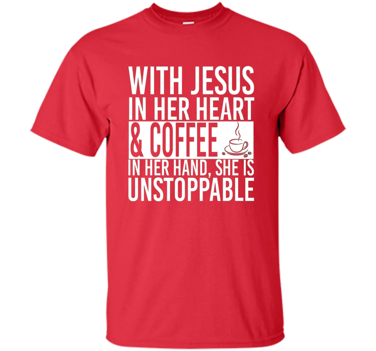 With Jesus In Her Heart And Coffee In Her Hand Tee Shirt