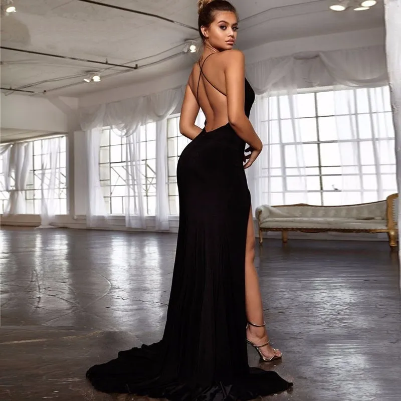 Women's Summer Deep V-Neck A-Line High-Waist Long Dress