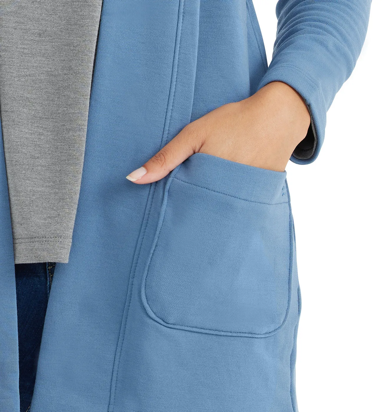 Women's Thermal Fleece Cardigan - Heron Blue