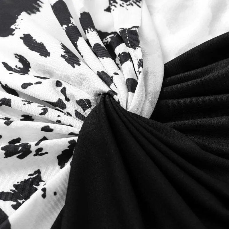 Women's V-Neck Printed Bodycon Split Dress
