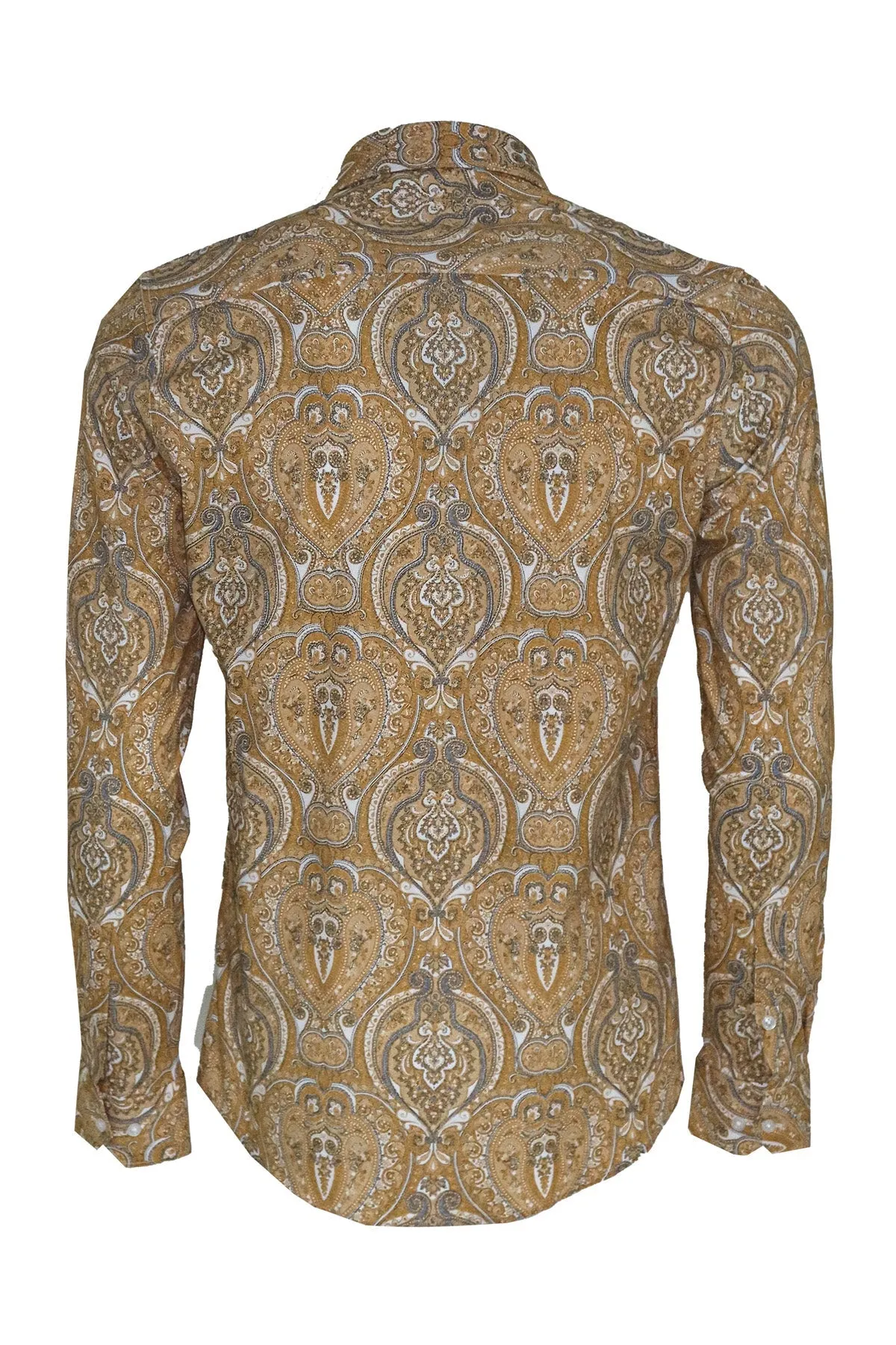 WSS Beige Patterned Slim Fit Men's Shirt  - Singen