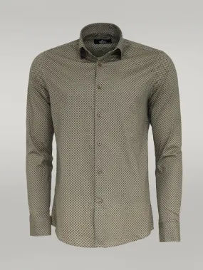 WSS Tiny Check Patterned Slim Fit Light Brown Men Shirt  - Singen