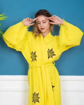 Yellow Wheel of Life Kimono Robe