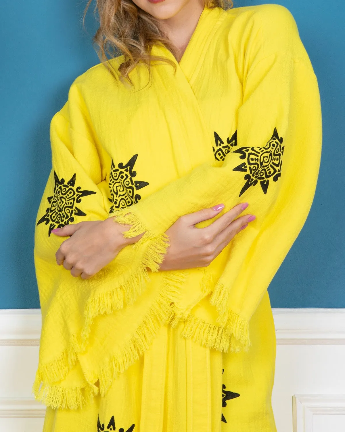 Yellow Wheel of Life Kimono Robe