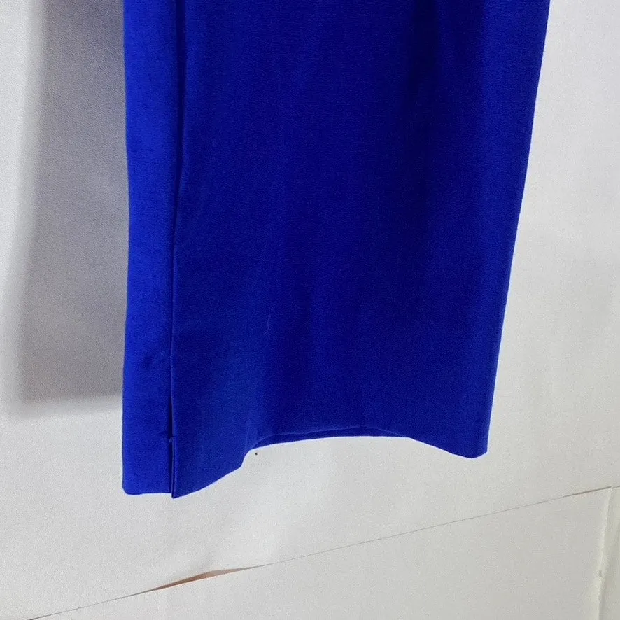 ZARA BASIC Women's Royal Blue Straight-Leg Slit Hem Dress Pant SZ 6