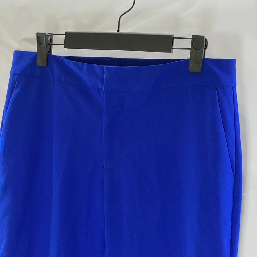 ZARA BASIC Women's Royal Blue Straight-Leg Slit Hem Dress Pant SZ 6