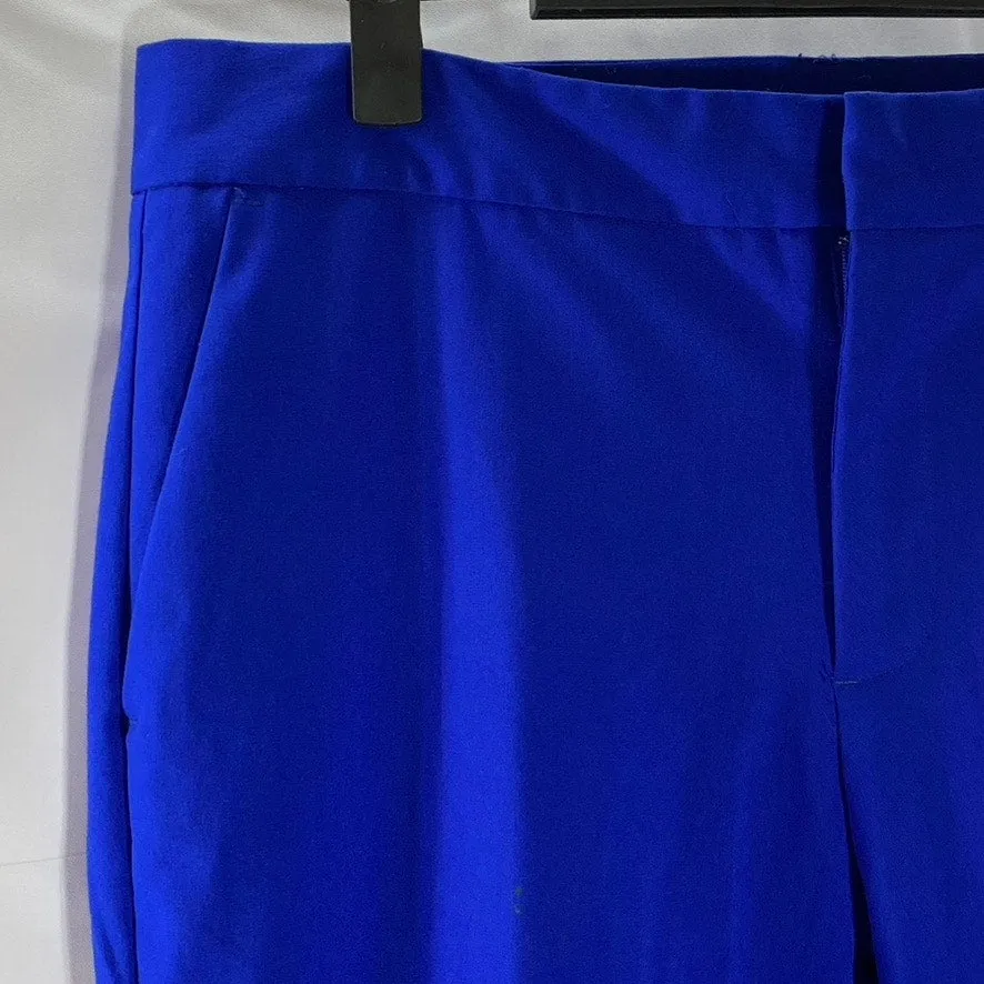 ZARA BASIC Women's Royal Blue Straight-Leg Slit Hem Dress Pant SZ 6