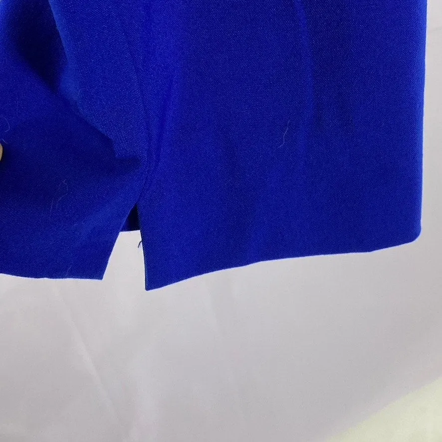 ZARA BASIC Women's Royal Blue Straight-Leg Slit Hem Dress Pant SZ 6