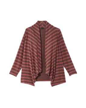 Zaria Striped Waterfall Cardigan | Burgundy / Brown