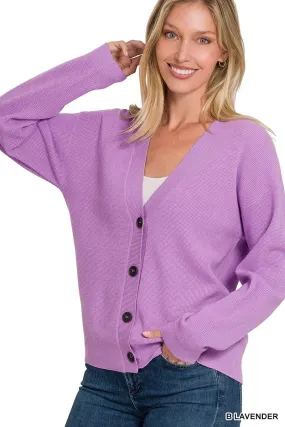 Zoey Viscose Sweater Cardigan Lavender